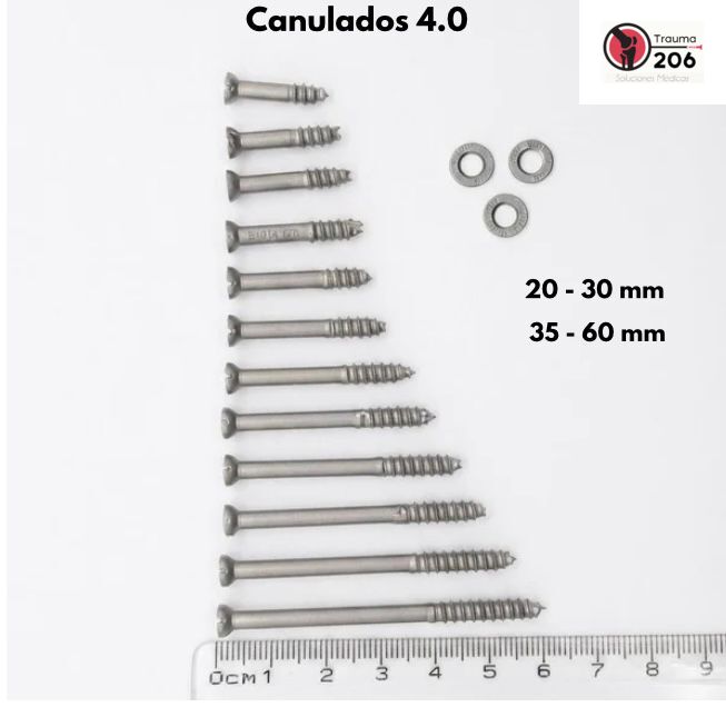 Canulados 4.0 color plateado con arandelas y regla de medición