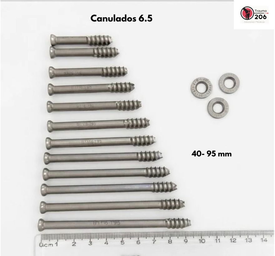 Canulados 6.5 con arandelas y medidas de 40 a 95 milímetros