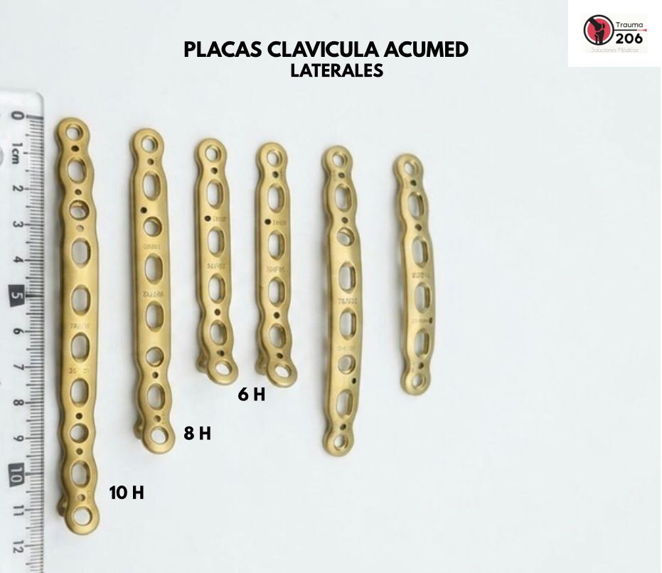 Placas laterales de clavícula Acumed en seis, ocho y diez orificios