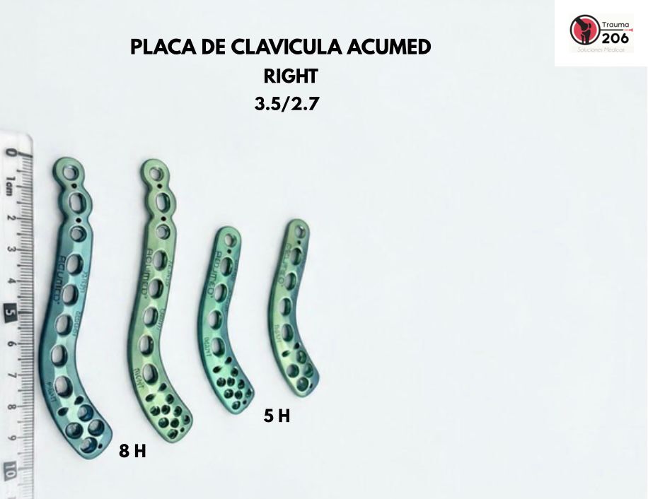 Placa de clavícula Acumed Right 3.5 2.7 con cinco y ocho orificios