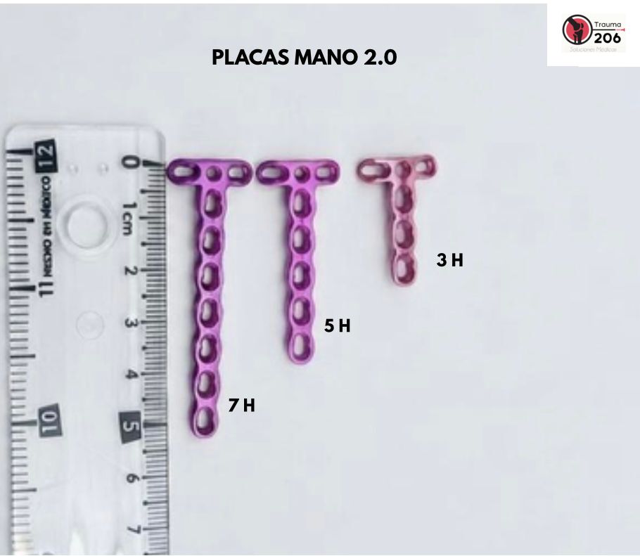 Placas mano 2.0 tipo T en configuraciones de 3H, 5H y 7H