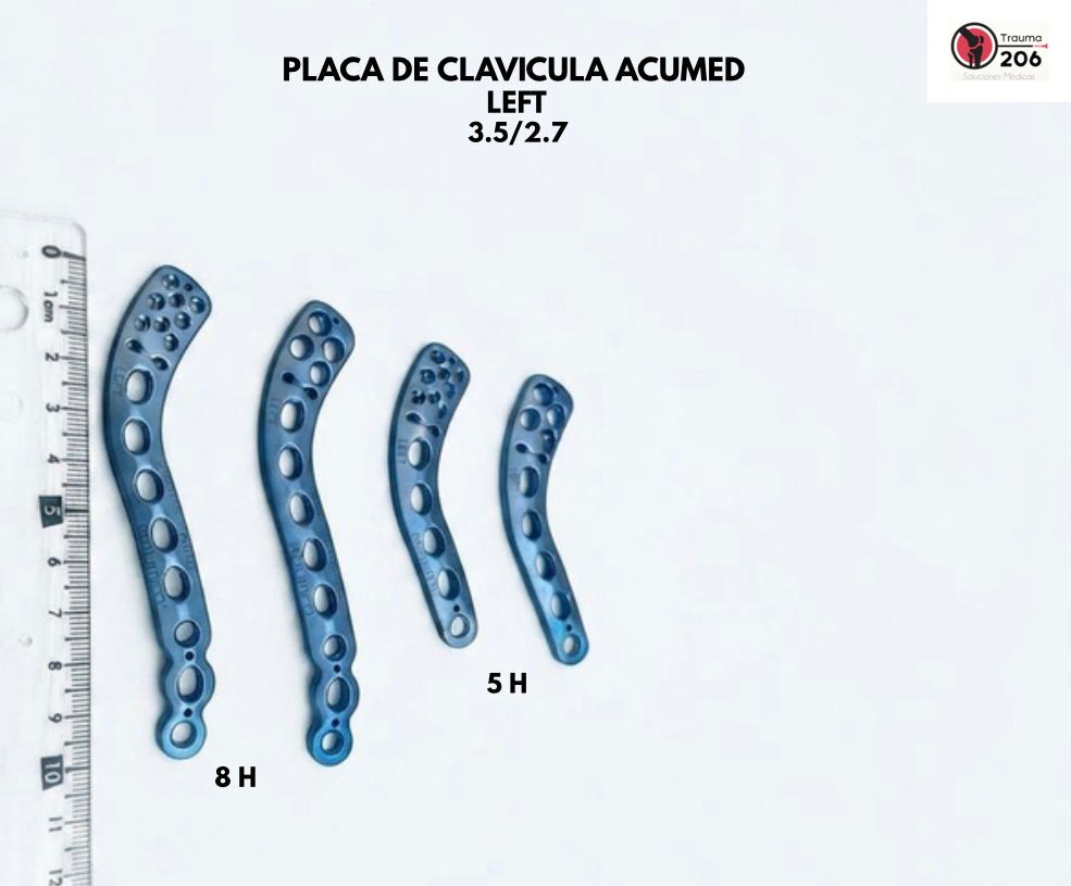 Placa de clavícula Acumed Left 3.5/2.7 en variantes de 5H y 8H