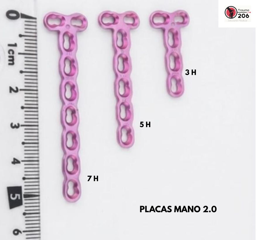 Placas mano 2.0 tipo T en variantes de 3H, 5H y 7H