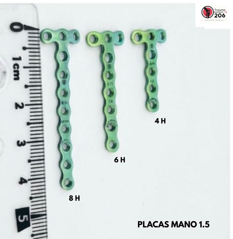 Placas mano 1.5 en variantes de 4H, 6H, 8H y 10H