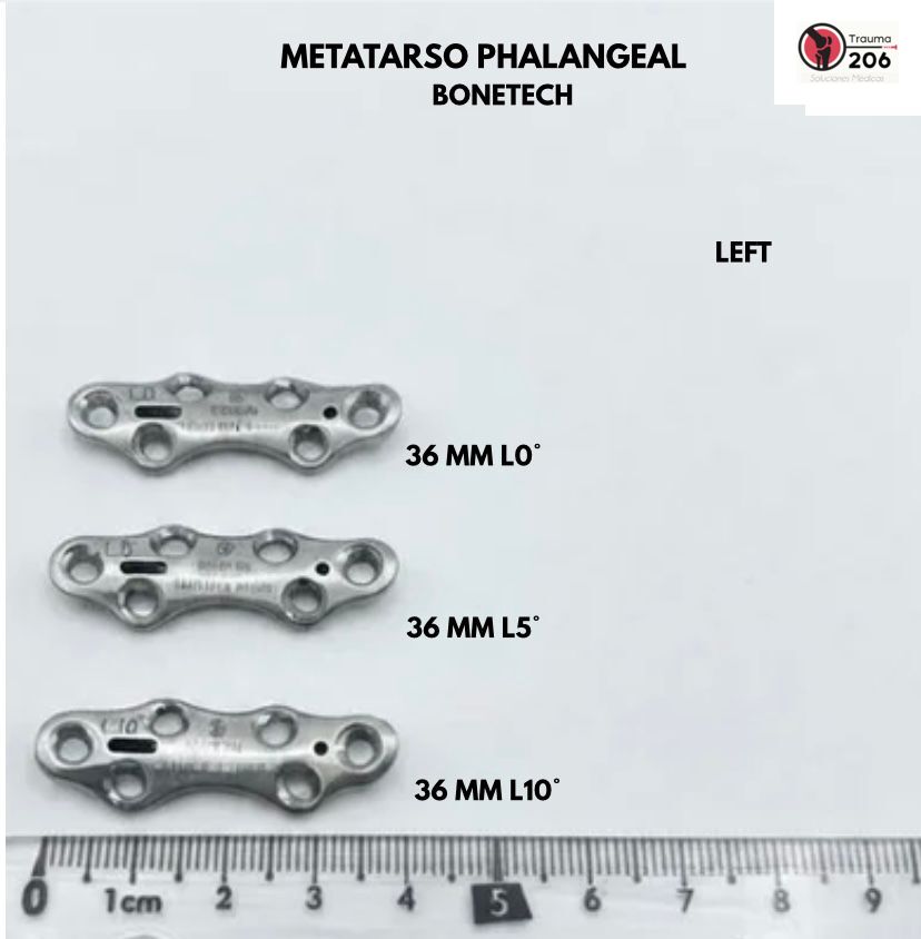 Metatarso falangeal Bonetech Left de 36 mm en variantes L0°, L5° y L10°