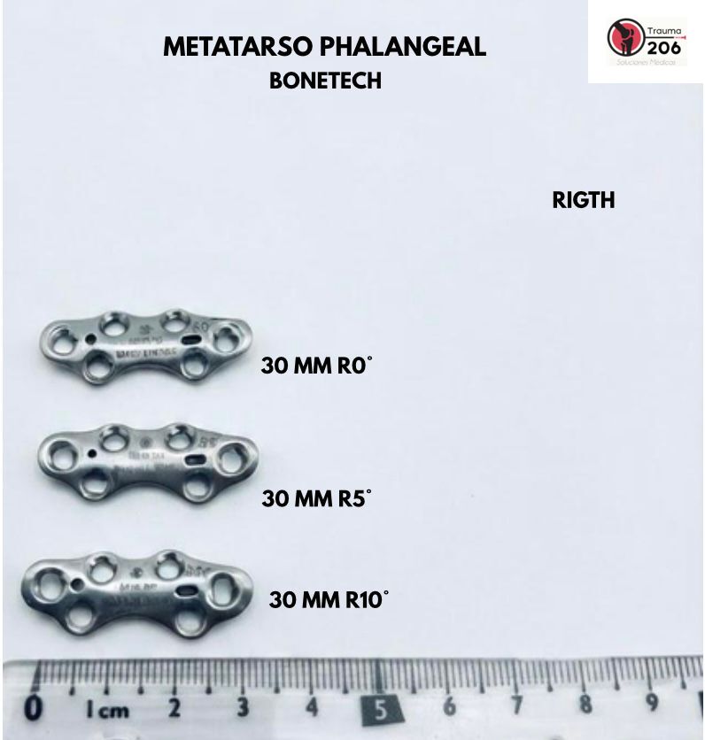 Metatarso falangeal Bonetech Right de 30 mm en variantes R0°, R5° y R10°