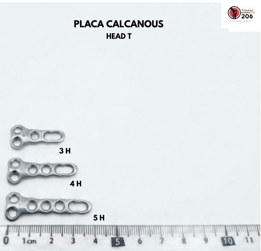Placa calcaneus Head T en variantes 3H, 4H y 5H