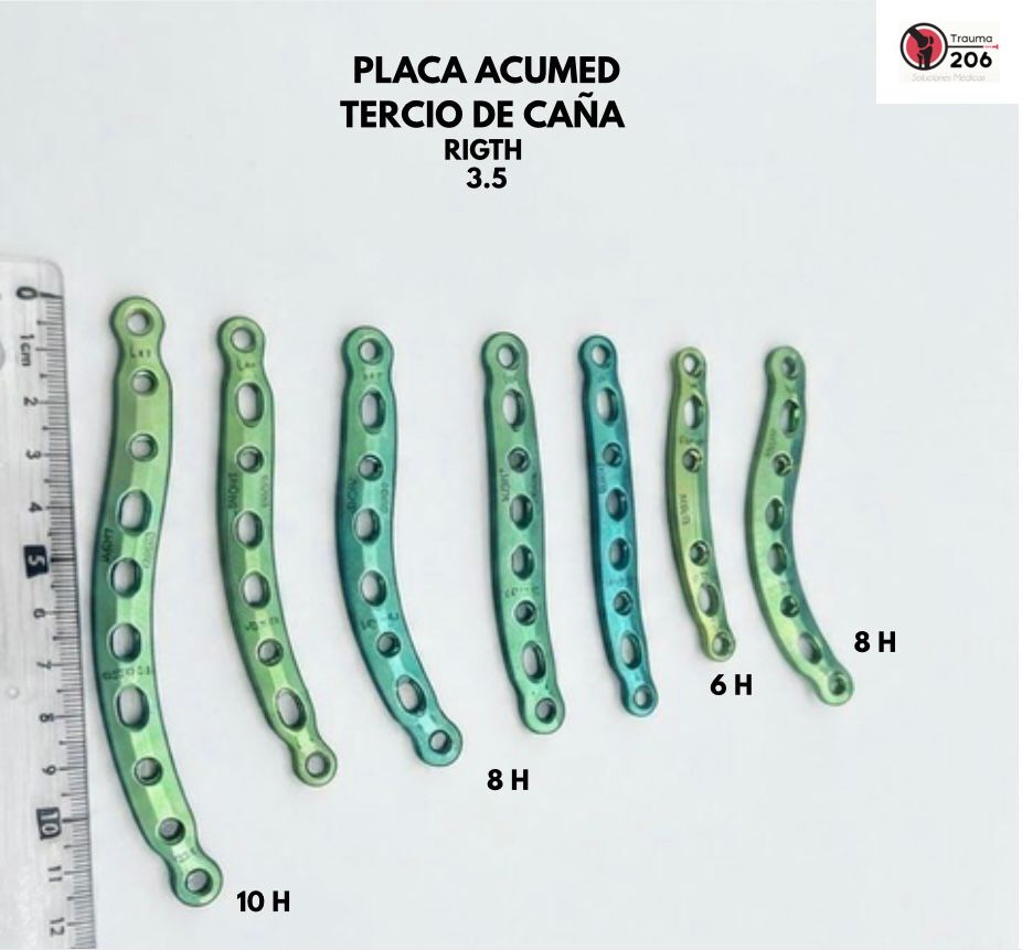 Placa Acumed tercio de caña Right 3.5 en variantes 6H, 8H y 10H